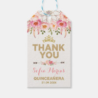 Boho Pink Gold Flowers Quinceanera Favors