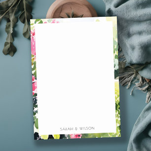 Boho Pink Green Tropical Bougainvillea Wedding Card