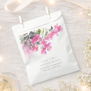 Boho Pink Green Tropical Bougainvillea Wedding Favour Bag