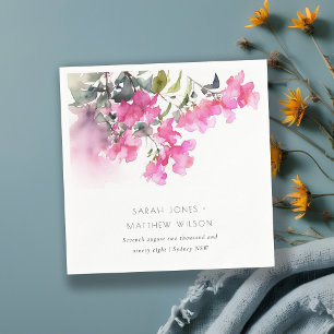 Boho Pink Green Tropical Bougainvillea Wedding Napkin