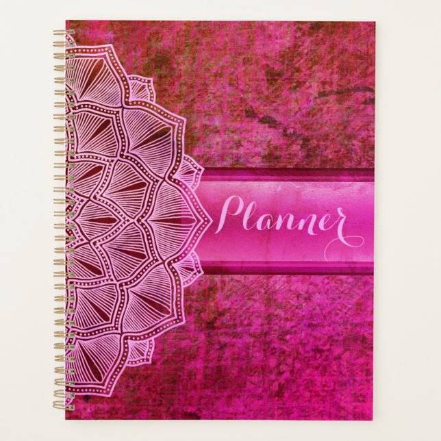 Boho Pink Mandala Large Planner (Front)