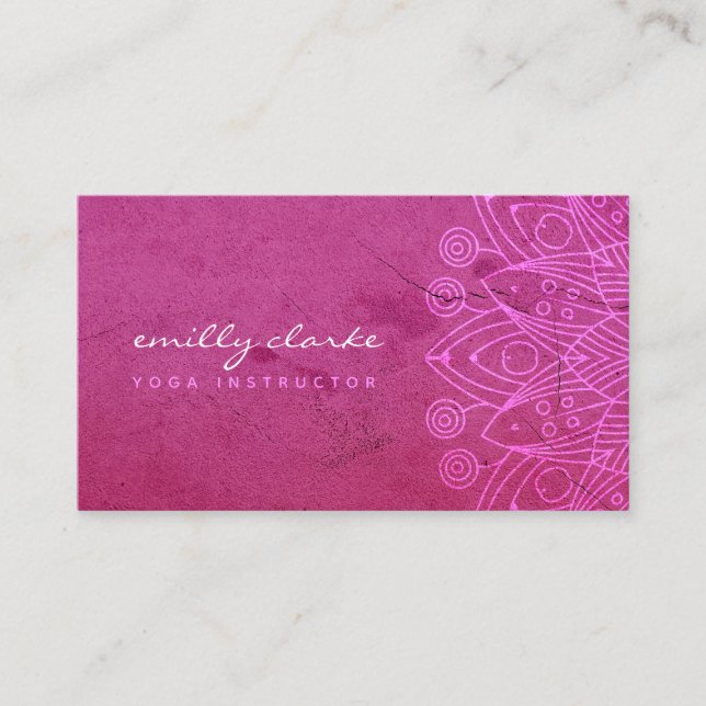 Boho Pink Mandala Yoga Wellness Instructor Girly Business Card (Front)