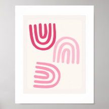 Boho Pink Minimalist wall art poster