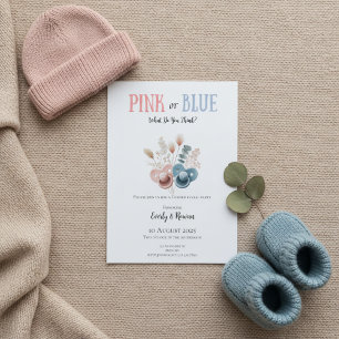 Boho Pink or Blue Gender Reveal Invitation