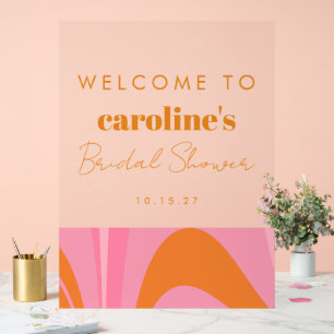 Boho Pink Orange Abstract Custom Bridal Shower Acrylic Sign