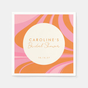 Boho Pink Orange Abstract Custom Bridal Shower Napkin