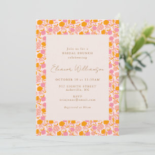 Boho Pink Orange Floral Bridal Shower Brunch Invitation