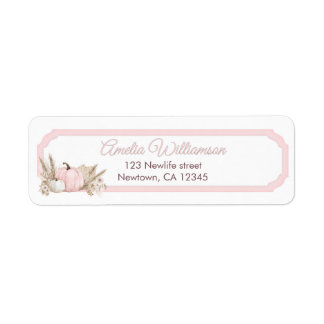 Boho Pink Pumpkin 1st Birthday Return Address Label