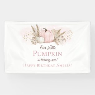 Boho Pink Pumpkin 1st Birthday Welcome Banner