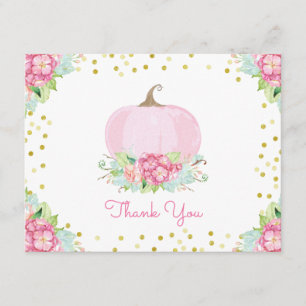 Boho Pink Pumpkin Baby Shower Thank You Card