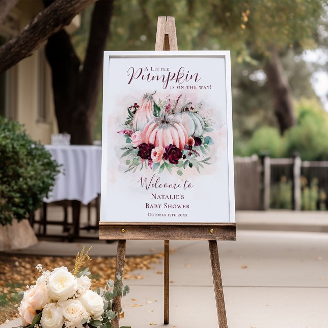 Boho Pink Pumpkin Baby Shower Welcome Sign (Creator Uploaded)