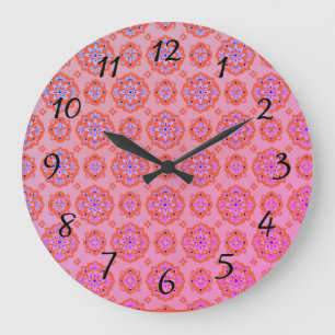 Boho Pink Purple Blue Pattern Acrylic Wall Clock