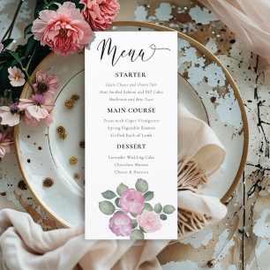 Boho Pink & Purple Floral Wedding Menu