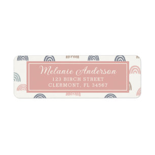 Boho Pink Rainbow Baby Shower Return Address Label