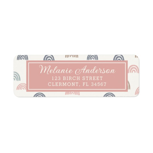 Boho Pink Rainbow Baby Shower Return Address Label (Front)