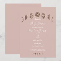 Boho Pink Shine Moon Phases Modern Baby Shower