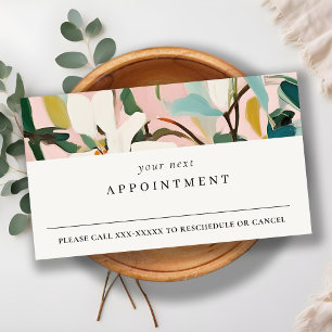 Boho Pink Teal Green Painted Floral Apponitment Business Card