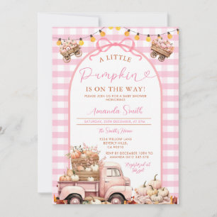 Boho Pink Truck Pumpkin Is on the way Baby Shower Invitation