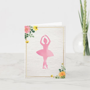 Boho Pink Watercolor Brick Floral Ballet Birthday Invitation