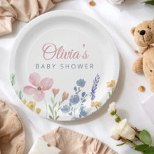 Boho Pink Watercolor Wildflower Baby Shower