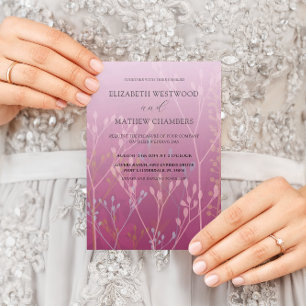 Boho Pink Wild Grasses & Foliage Wedding Invitation
