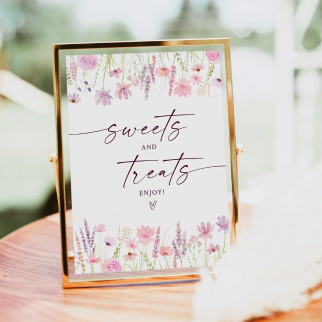 Boho Pink Wildflower Sweet Treats Birthday Sign (Creator Uploaded)