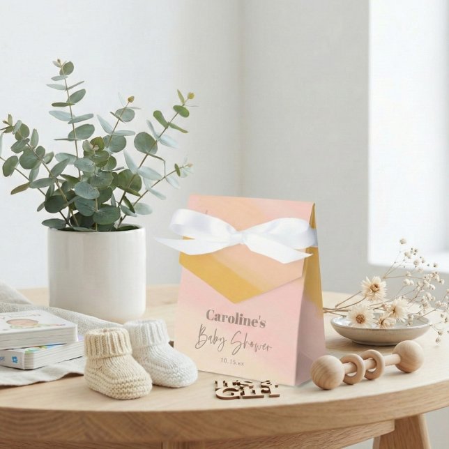 Boho Pink Yellow Script Custom Baby Shower   Favour Box (Creator Uploaded)