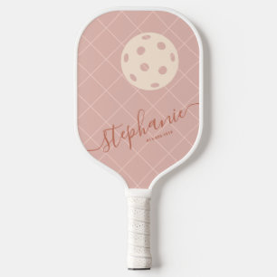 Boho Pinks Trendy Elegant Script Customised Pickleball Paddle