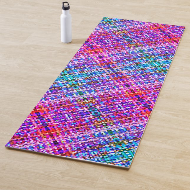 Boho Plaid Bokeh Pattern Reversible Yoga Mat (In Situ)