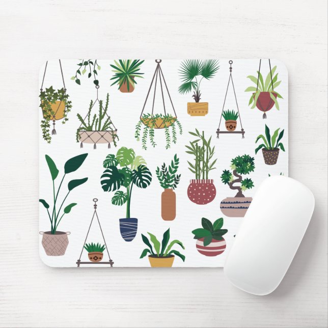 Boho Plant Lady Illustration Art Mouse Pad (With Mouse)