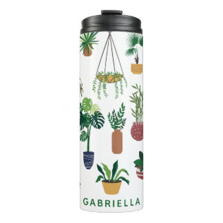 Boho Plant Lady Illustration Art Personalised Thermal Tumbler