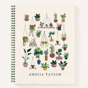 Boho Plant Lovers Greenery Personalized Name Notebook