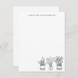 Boho Plant Minimal Line Art Drawing Personalised   Card