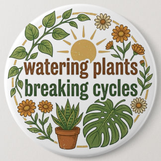 Boho Plant Mum Breaking Cycles Mental Health Groov 6 Cm Round Badge