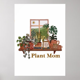 Boho Plant Mum Indoor Garden Watercolor Poster