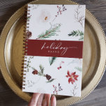Boho Poinsettia Pine Holly Christmas Holiday Planner<br><div class="desc">Embrace the art of holiday organisation with our Watercolor Poinsettia Christmas Planner – a harmonious fusion of boho charm and elegant functionality. Against a serene cream background, this planner features a delicate watercolor depiction of poinsettias, pine, and holly, creating a captivating display of natural beauty. Crafted with care, our Watercolor...</div>