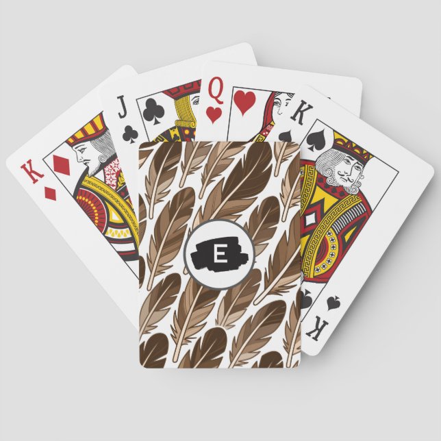 Boho Poker Cards – Personalised Monogram Brown (Back)