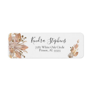 Boho Pompas Grass Return Address Lables Label