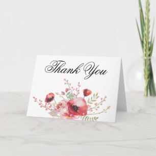 Boho Poppy Thank You Card