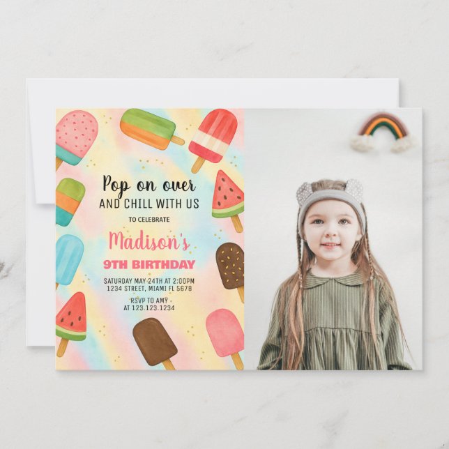 Boho Popsicle Birthday Invitation (Front)
