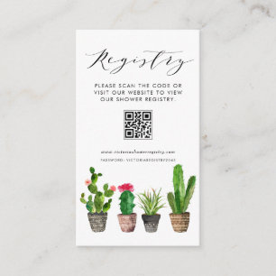 Boho Potted Cactus QR Code Baby Shower Registry Enclosure Card