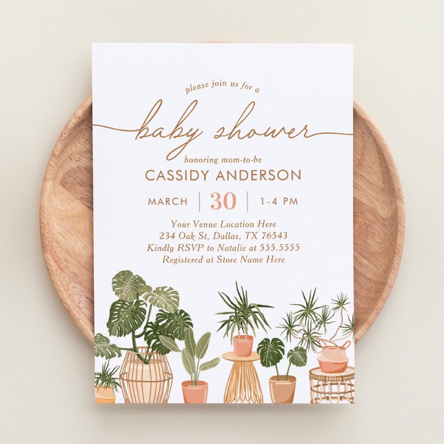 Boho Potted House Plants Baby Shower Invitation (Creator Uploaded)