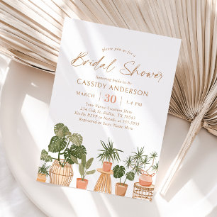 Boho Potted House Plants Bridal Shower Invitation