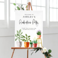 Boho Potted Houseplants Graduation Party Welcome