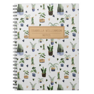 Boho Potted Plant Pattern Personalised  Notebook