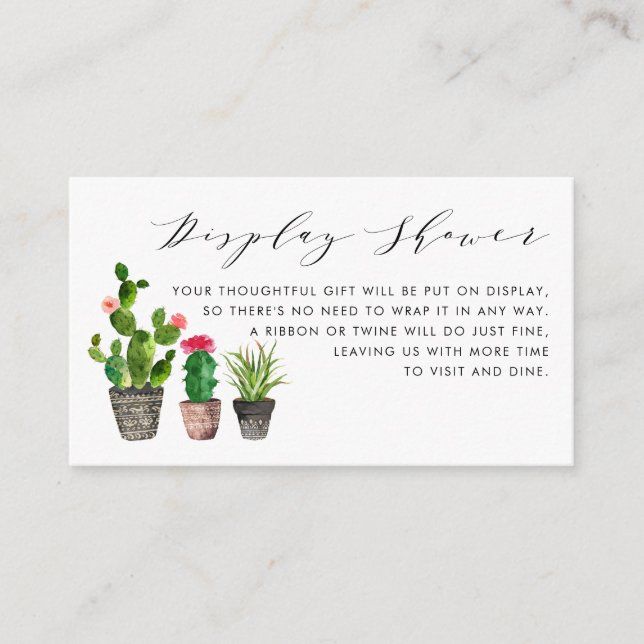 Boho Potted Succulents and Cactus Display Shower Enclosure Card (Front)