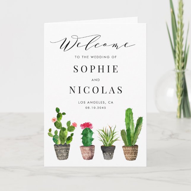 Boho Potted Succulents and Cactus Summer Wedding Program (Front)