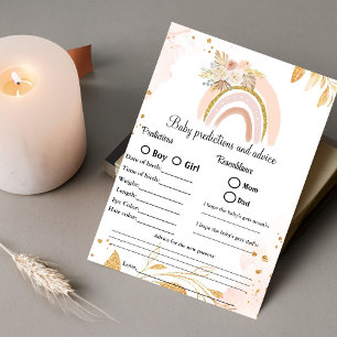 Boho predictions & advice baby shower game Card