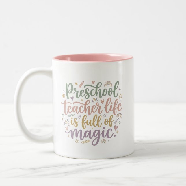 Boho Preschool Teacher Mug Life is Full of Magic (Left)