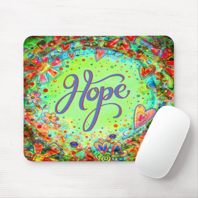Boho Pretty Floral Green Hope Inspirivity Mouse Pad (With Mouse)